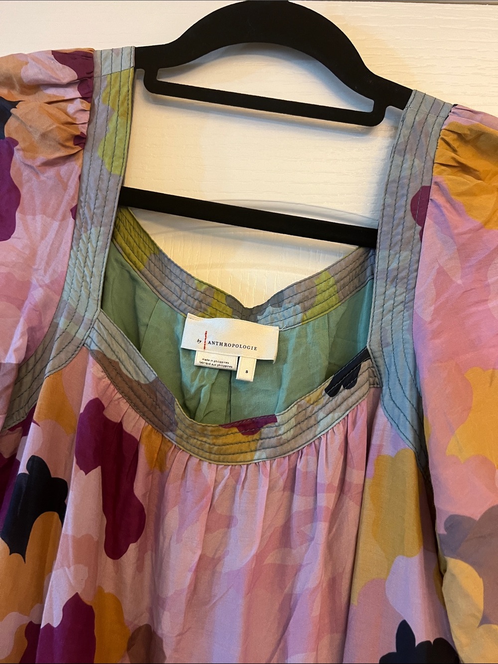 Anthropologie Floral Tiered Maxi Dress in Green, Purple, Yellow - Picture 3 of 4